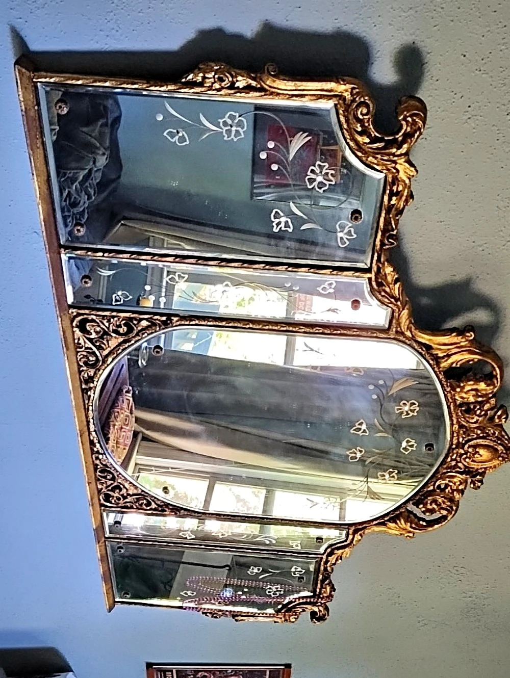 Ornate Gold & Silver Floral Wall Mirror